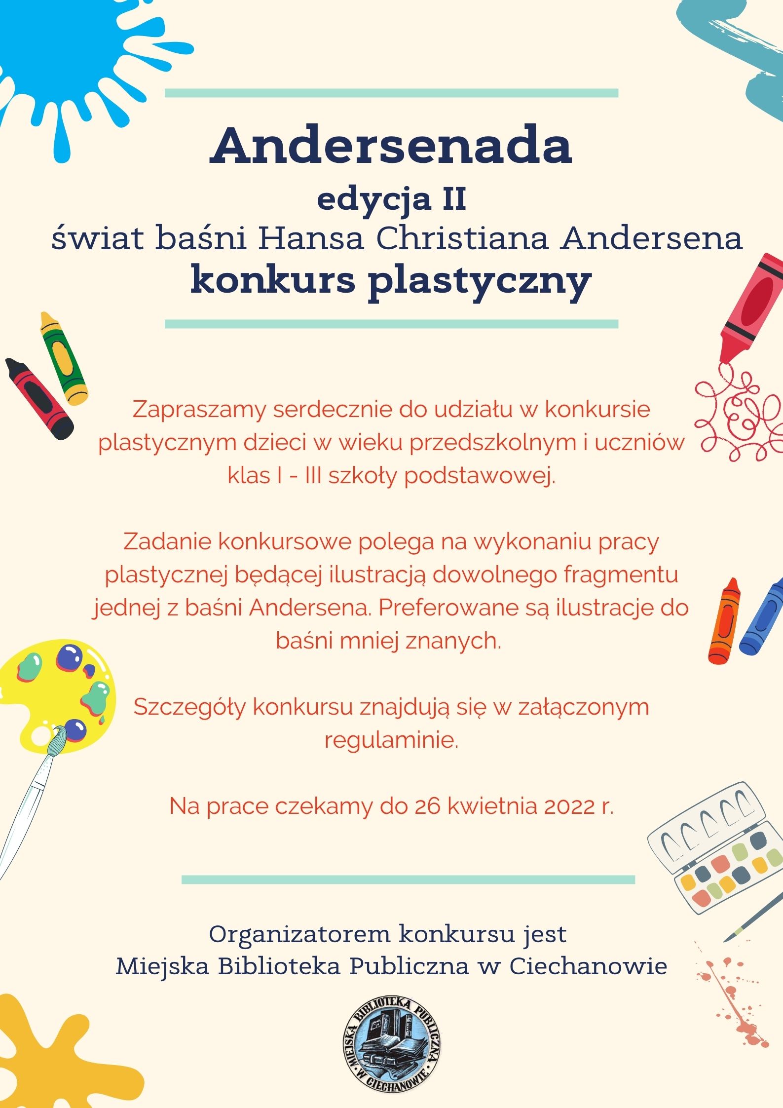 „Andersenada swiat basni Hansa Christiana Andersena konkurs plastyczny 20221